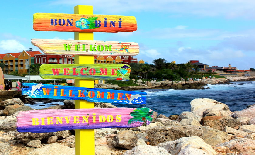 Welkom bordjes op Curaçao