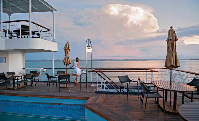 Het dek van Silversea Discoverer